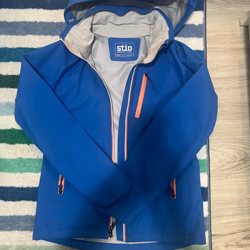 Stio Ski & Snow Jacket Blue Orange Hooded Design
